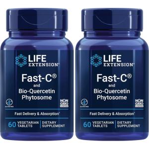Life Extension Fast-C® and Bio-Quercetin®, Fast delivery and Absorption, Vitamin C, Fenugreek, Immune Support, Magnesium, Gluten-Free, Non-GMO, Vegetarian, 60 Tablets(60 Count (Pack of 2))
