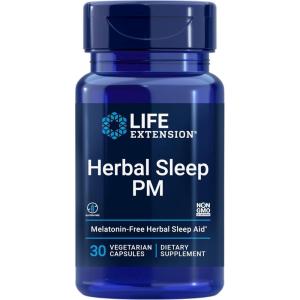 Life Extension Herbal Sleep PM, Lemon Balm, honokiol (Magnolia bark), Chamomile, Promotes Healthy Sleep, Hormone-Free, melatonin-Free, Gluten Free, Non-GMO, Vegetarian, 30 Capsules