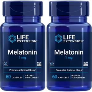 Life Extension Melatonin 1 mg – For Restful Night, Hormone Balance, and Immune Health – Immediate Release – Gluten-Free, Non-GMO – 60 Capsules(60 Count (Pack of 2))