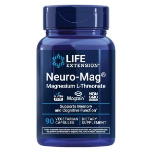 Life Extension Neuro-Mag Magnesium L-Threonate, Memory Health, Quick Thinking, Cognitive Health Support, Vegetarian, Non-GMO, 90 Vegetarian Capsules (144 mg from 2000 mg Magtein magnesium L-threonate