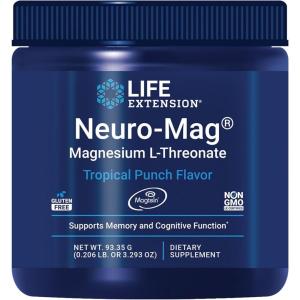 Life Extension Neuro-Mag Magnesium L-Threonate Powder (Tropical Punch) – Ultra-Absorbable Magnesium – Supports Memory, Focus, Cognitive Function & Mood – Gluten free, Non-GMO, Vegetarian (30 Servings)(1 Ounce (Pack of 1))