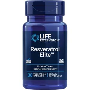 Life Extension Resveratrol Elite, Trans-resveratrol, Healthy Aging, Cardiovascular Health, Brain Health, oxidative Stress, Gluten-Free, Non-GMO, Vegetarian, 30 Capsules