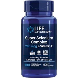 Life Extension Super Selenium Complex, 200 mcg – 3 Forms of Selenium, Vitamin E – Cellular Health & Longevity Support – Gluten-Free, Non-GMO, Vegetarian, 1 Daily – 100 Capsules(Capsules)