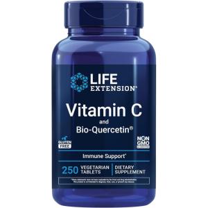 Life Extension Vitamin C and Bio-Quercetin®, Cardiovascular Health Supplement, Immune Support, Highly absorbable, quercetin, Vitamin C, Gluten Free, Non-GMO, Vegetarian, 250 Tablets(250 Count (Pack of 1))