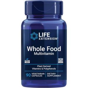 Life Extension Whole Food Multivitamin, Plant-derived Vitamin D3, A, B, C & E, Plus Minerals, Plant extracts, Stay Healthy from Head to Toe, Gluten-Free, Non-GMO, Vegetarian, 90 Capsules