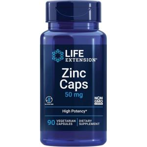 Life Extension Zinc Caps, zinc 50 mg, zinc Citrate, Support The Body’s Immune defenses, Ultra-absorbable, Vegetarian, Non-GMO, Gluten-Free, 90 Vegetarian Capsules(Caps)