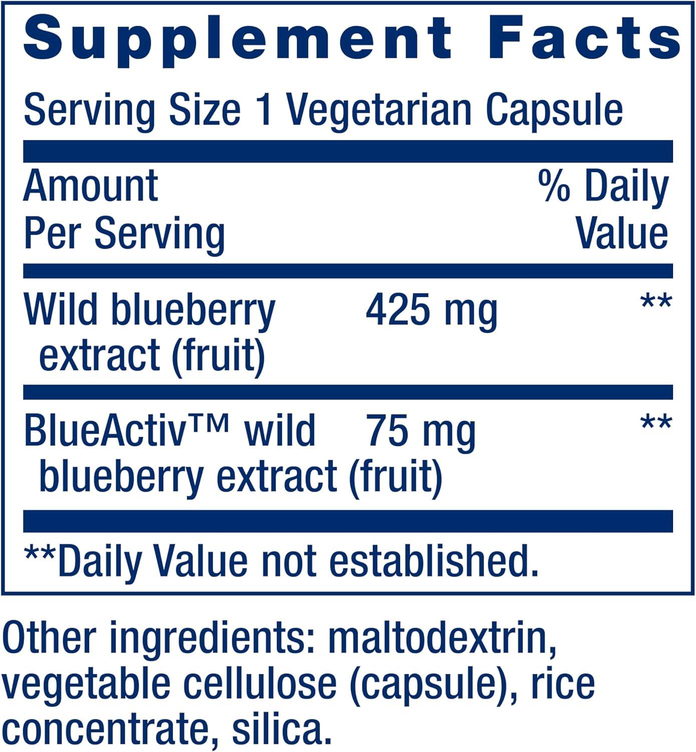 imageLife Extension Blueberry Extract Capsules supports cognitive amp memory health helps maintain alreadyhealthy cholesterol levels fights oxidative stress glutenfree nonGMO vegetarian 60 capsulesStandard Packaging