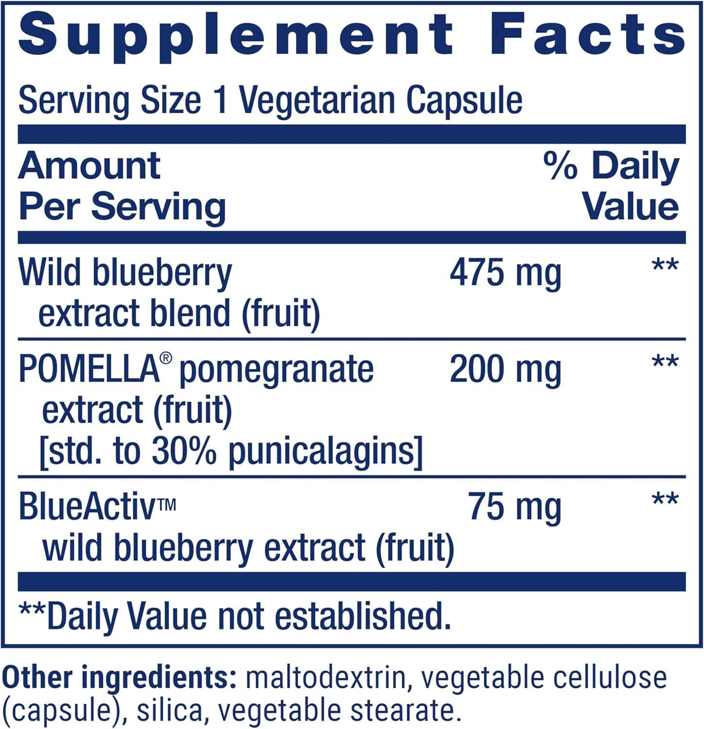 imageLife Extension Blueberry Extract and Pomegranate arterial Health Support antioxidant Defense GlutenFree NonGMO Vegetarian 60 Vegetarian CapsulesStandard Packaging