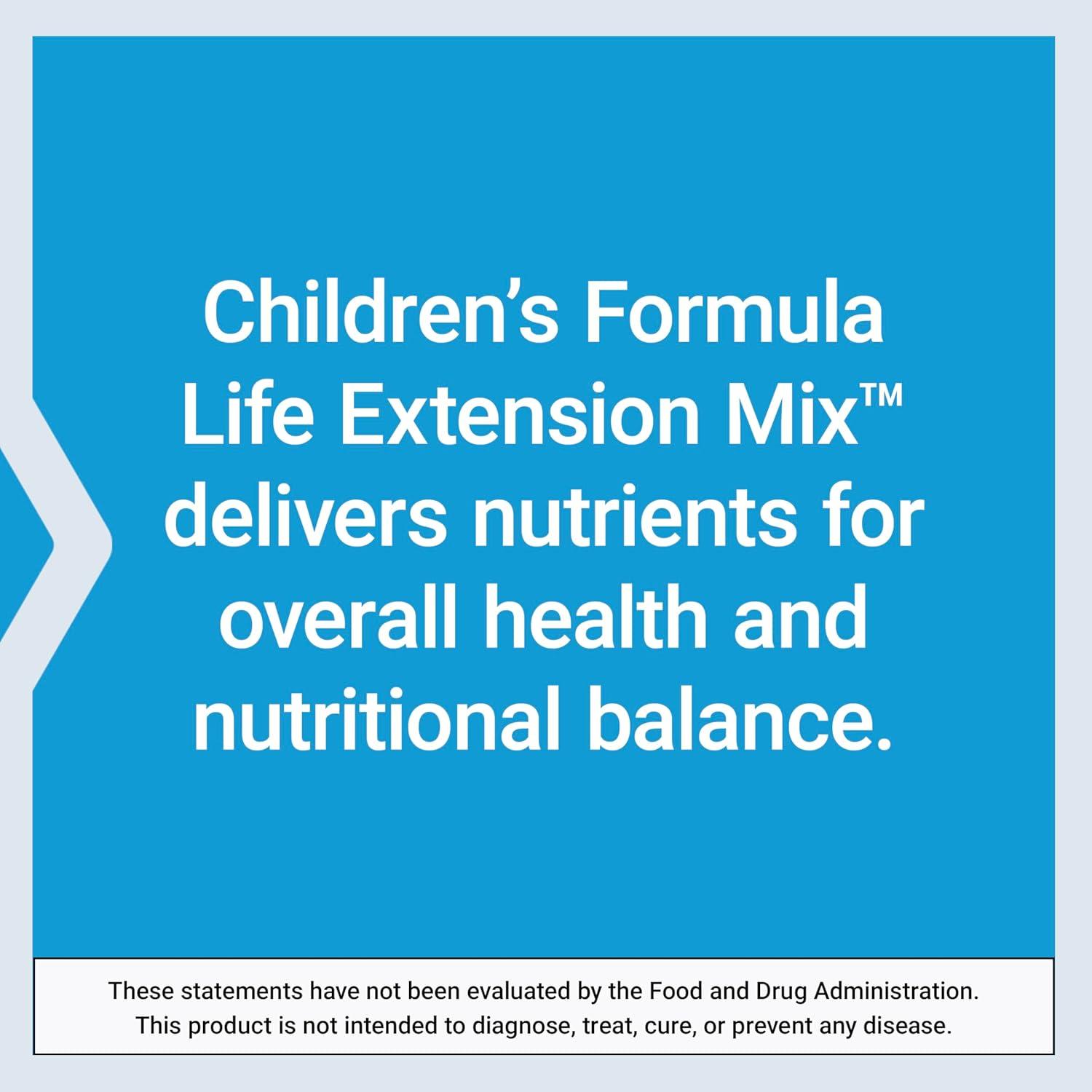 imageLife Extension Childrens Formula Mix multivitamin for Kids 18 Essential Vitamins and Minerals Berry Flavored with no Added Sucrose GlutenFree NonGMO 120 chewable Tablets