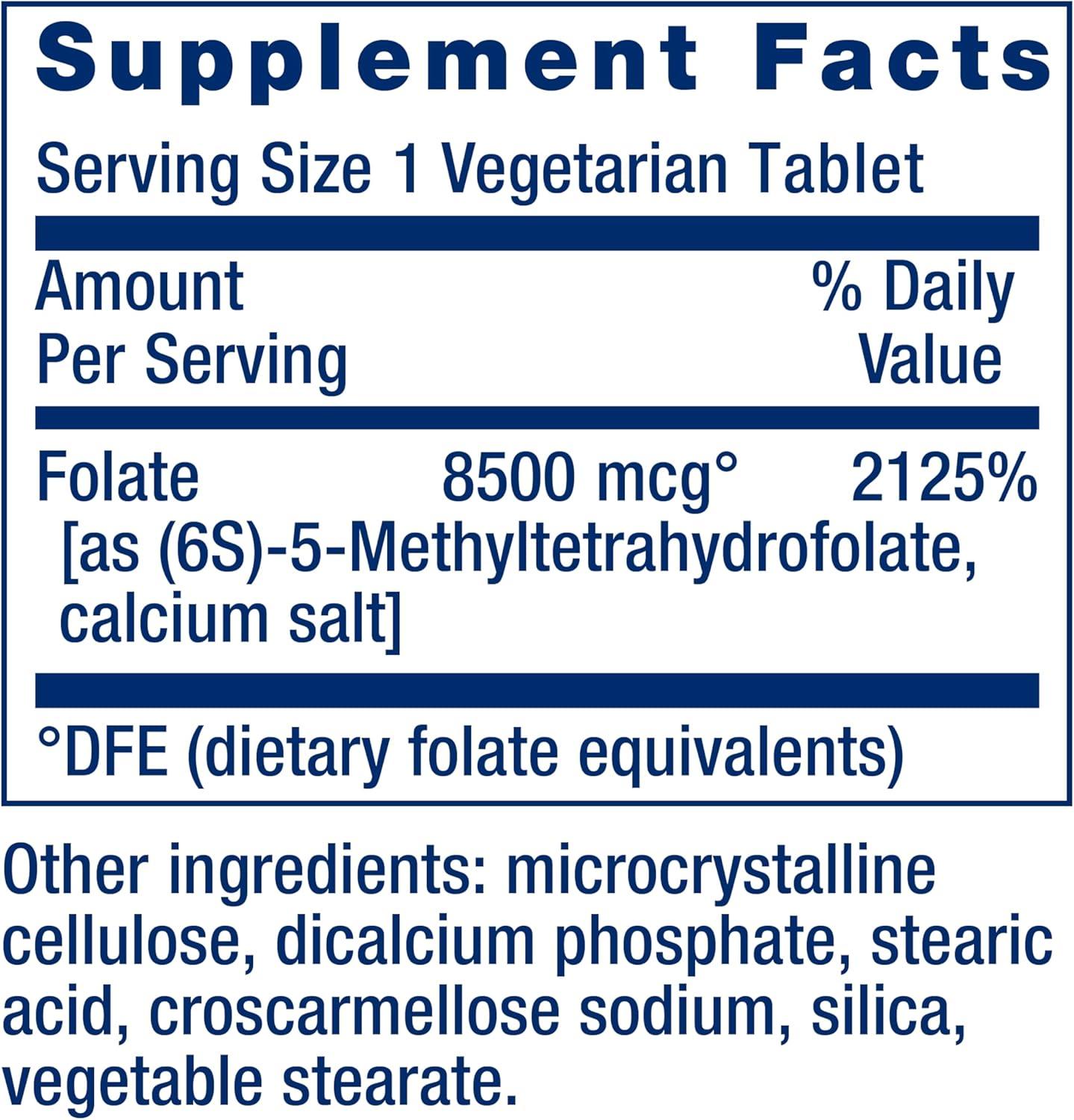 imageLife Extension High Potency Optimized Folate  Lmethylfolate  Folic Acid 8500 mcg DFE  Heart amp Brain Support Healthy Homocysteine Levels  GlutenFree NonGMO Vegetarian  30 Tablets