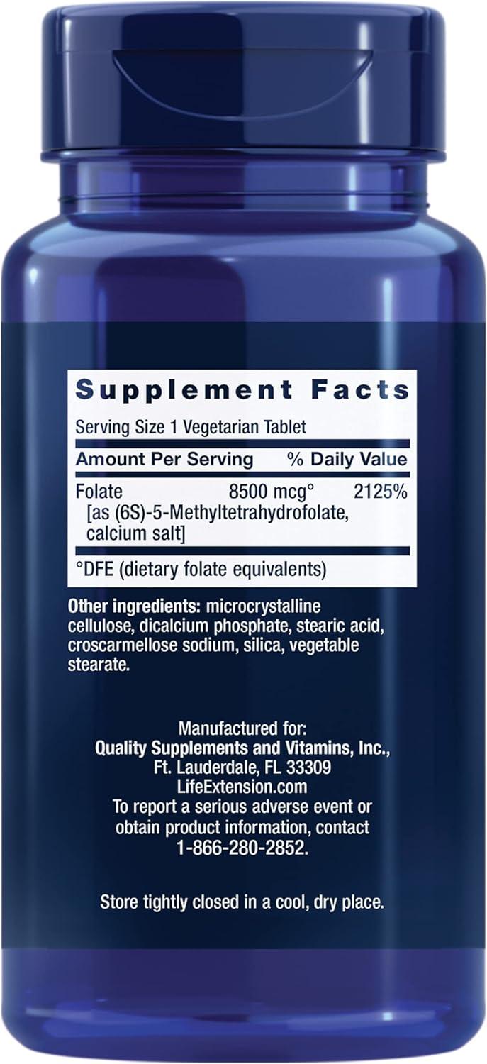 imageLife Extension High Potency Optimized Folate  Lmethylfolate  Folic Acid 8500 mcg DFE  Heart amp Brain Support Healthy Homocysteine Levels  GlutenFree NonGMO Vegetarian  30 Tablets