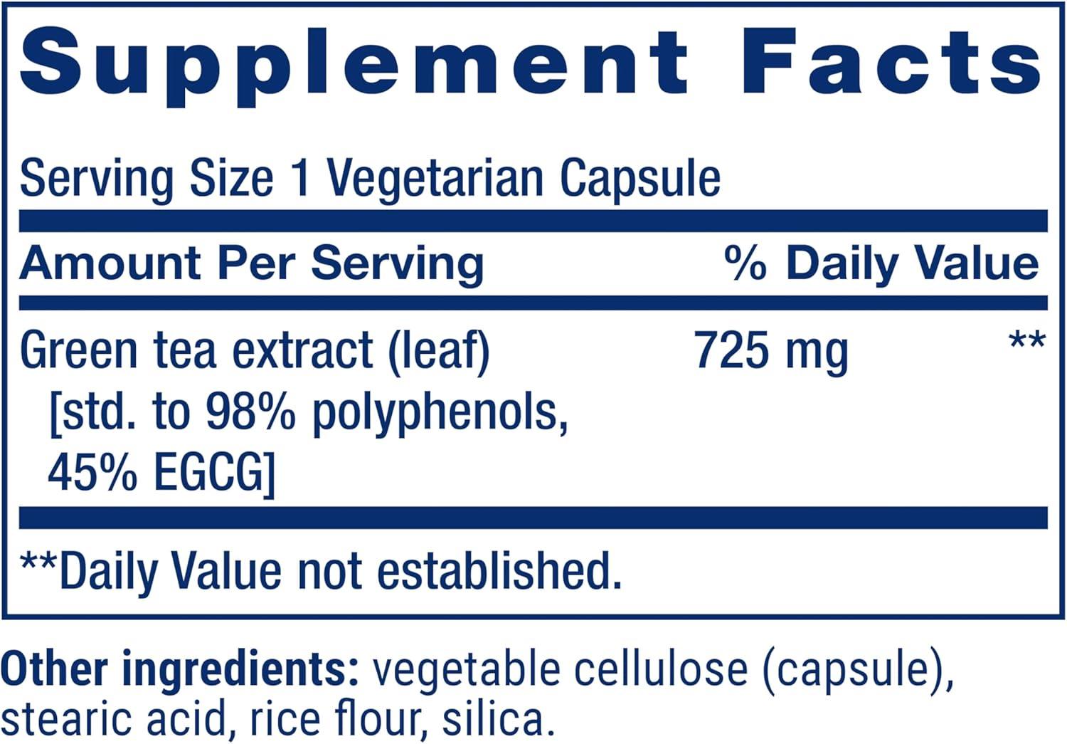 imageLife Extension Lightly Caffeinated Mega Green Tea Extract Camellia sinensis Extract with Concentrated EGCG polyphenol Content GlutenFree NonGMO Vegetarian 100 CapsulesLightly Caffeinated
