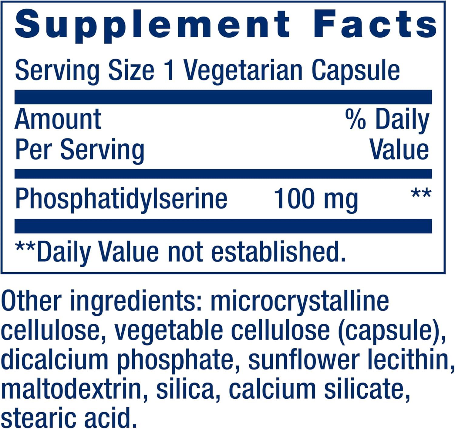 imageLife Extension PS Caps phosphatidylserine for Cognitive Performance GlutenFree NonGMO Vegetarian 100 Capsules