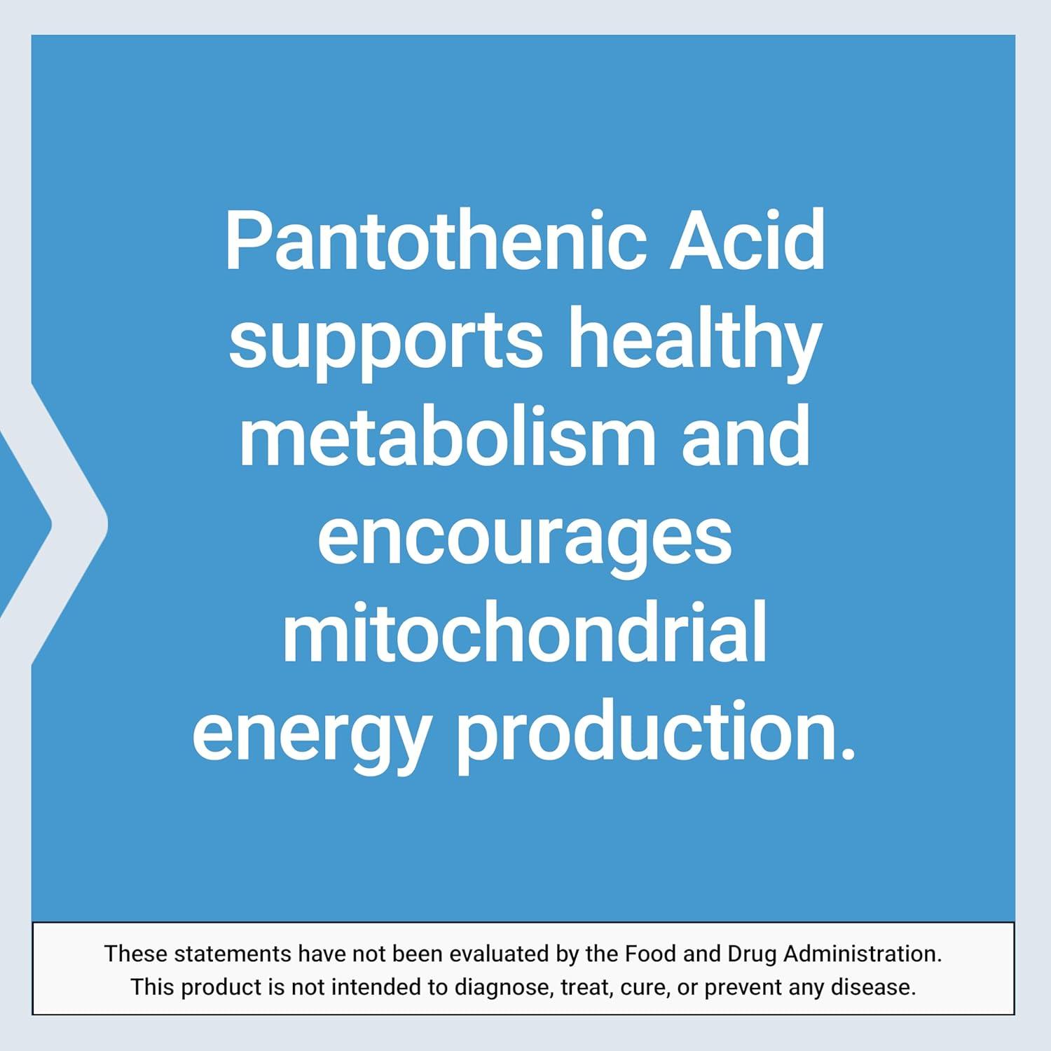 imageLife Extension Pantothenic Acid 500 mg Vitamin B5 Calcium Support Healthy Metabolism Mitochondrial Energy Production GlutenFree NonGMO Vegetarian 100 Capsules