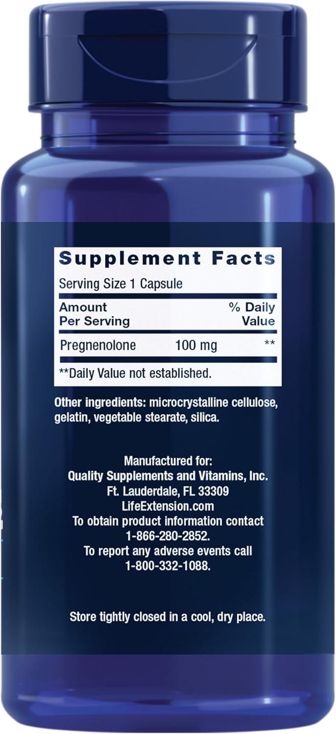 imageLife Extension Pregnenolone  Hormone Balance Supplement for Healthy Hormone Levels 100 mg  Hormone Balance Memory Focus Cognitive Health  GlutenFree NonGMO 100 Capsules100 Count Pack of 1