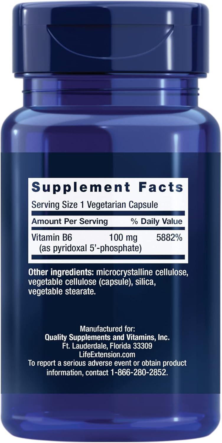 imageLife Extension Pyridoxal 5Phosphate CapsVitamin B6 100 mg Bioactive B6 for Cardiovascular Kidney amp Nerve HealthGlutenFree NonGMO Vegetarian60 Vegetarian Capsules60 Count Pack of 1