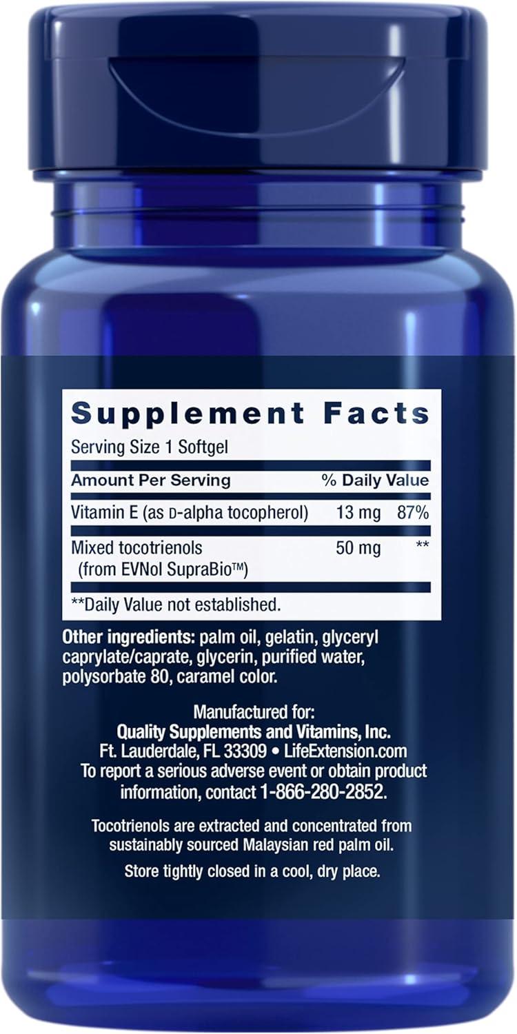 imageLife Extension Super Absorbable Tocotrienols Vitamin E as DAlpha tocopherol Mixed tocotrienols Support Hair Growth Brain Function GlutenFree NonGMO 60 softgels