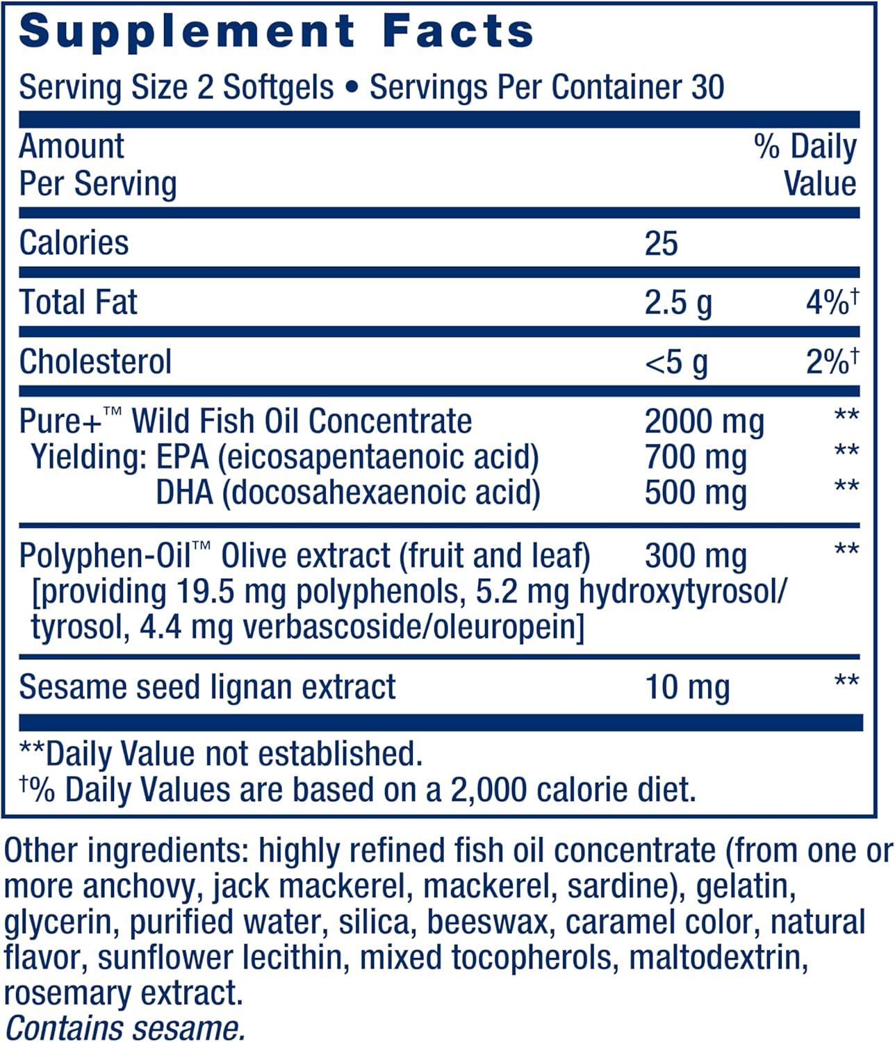 imageLife Extension Super Omega3 EPADHA Fish Oil Sesame Lignans amp Olive Extract  Heart Health Brain Health Inflammation Health Support GlutenFree EntericCoated NonGMO 120 Softgels60 Count Pack of 1