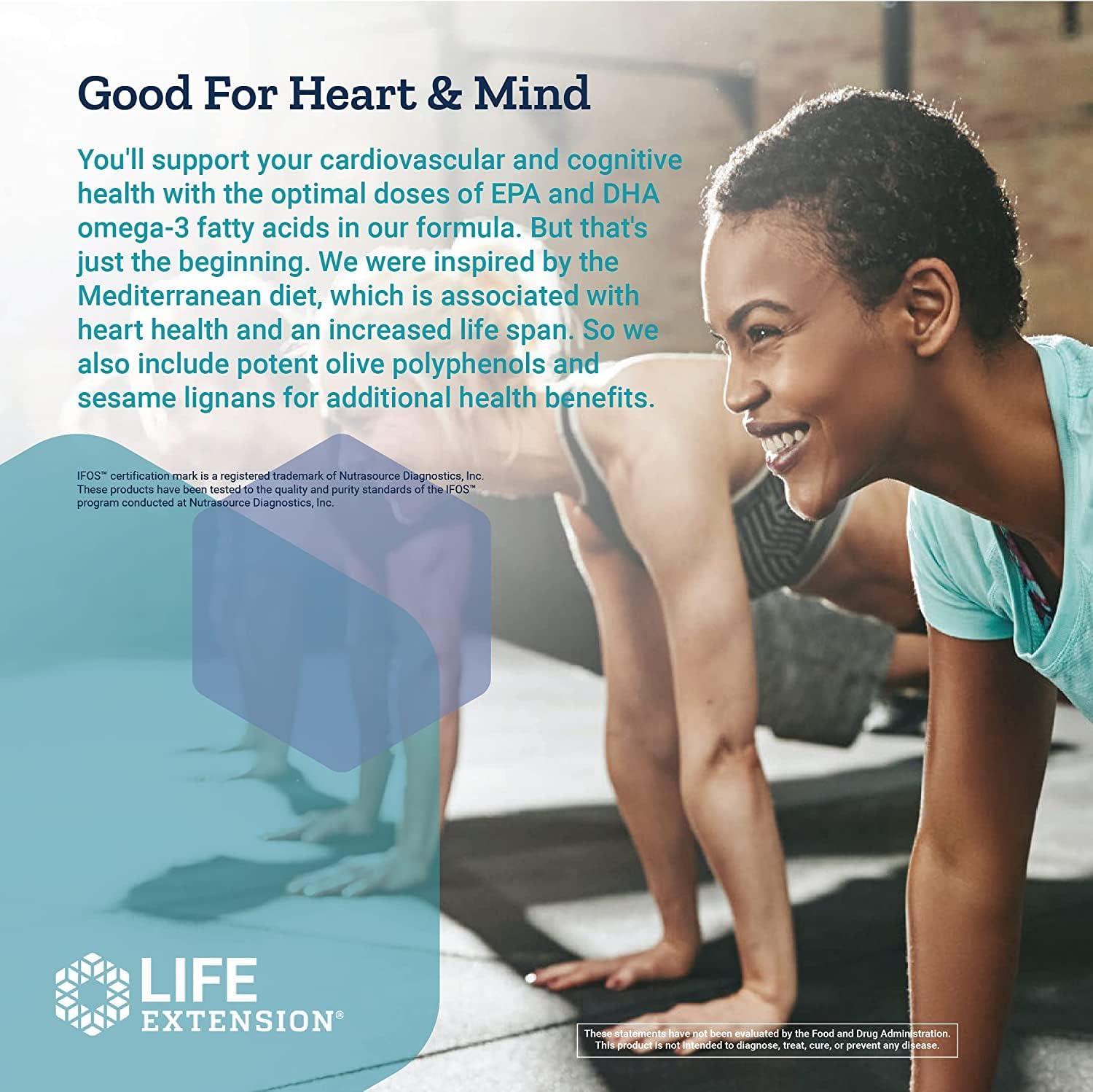 imageLife Extension Super Omega3 EPADHA Fish Oil Sesame Lignans amp Olive Extract  Heart Health Brain Health Inflammation Health Support GlutenFree EntericCoated NonGMO 120 Softgels240 Count Pack of 2