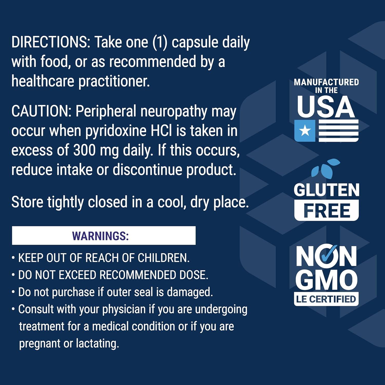 imageLife Extension Vitamin B6 250 mg high Potency Cardiovascular Health neurological Health Eye Health Healthy Kidney Function GlutenFree NonGMO Vegetarian 100 Capsules100 Count Pack of 1