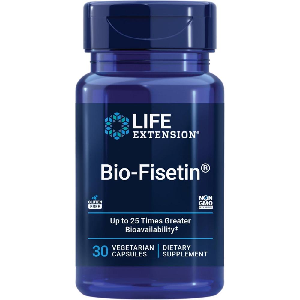 imageLife Extension BioFisetin Fisetin galactomannans from Fenugreek Seed Cellular Health Cognitive Health Longevity GlutenFree Vegetarian NonGMO 30 Vegetarian CapsulesBioFisetin
