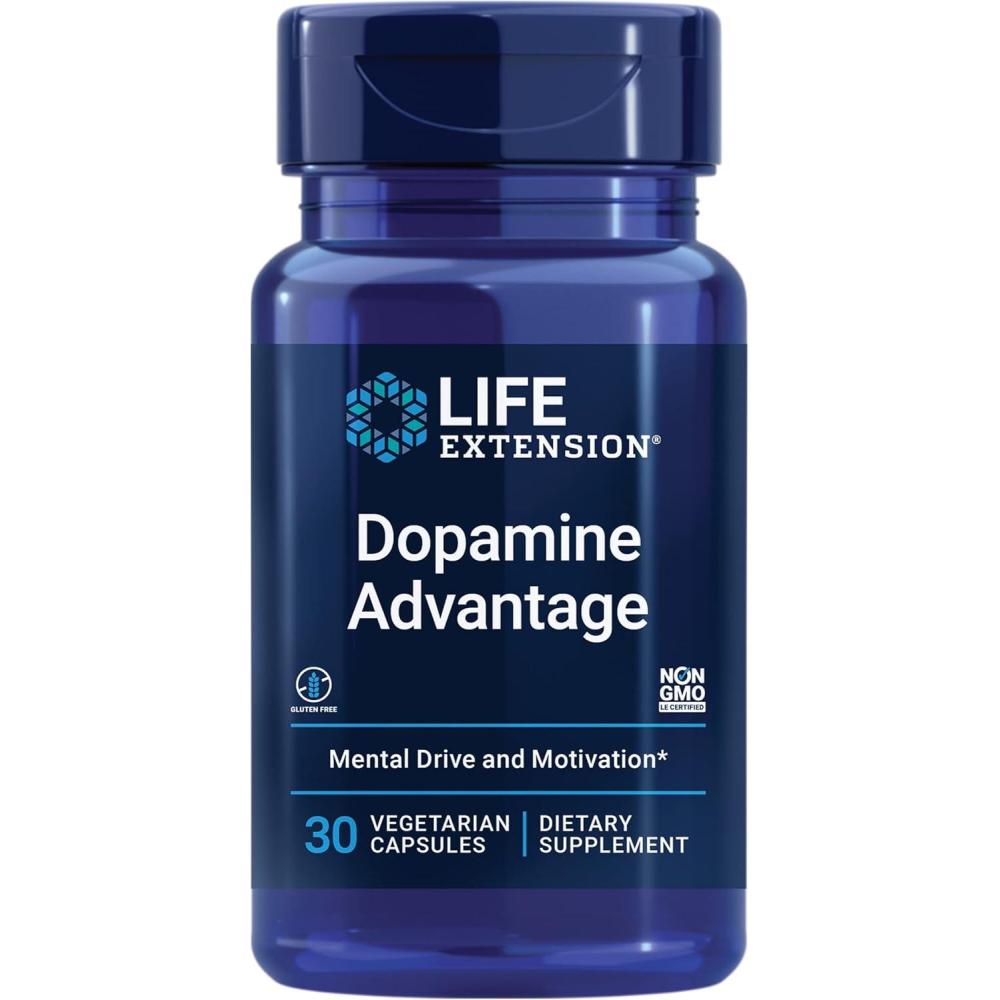 imageLife Extension Dopamine Advantage Cognitive Health Mental Sharpness Motivation Vitamin B12 phellodendron bark Powder Gluten Free NonGMO Vegetarian 30 Capsules30 Count Pack of 1