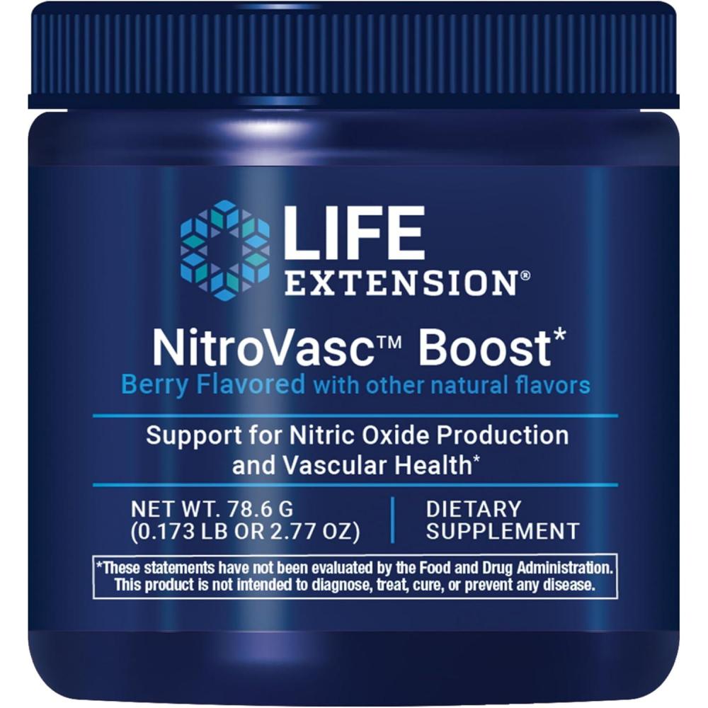 imageLife Extension NitroVasc Boost Blood Flow Supplement Nitric Oxide Support Heart Health Cardiovascular Support Larginine GlutenFree NonGMO Vegetarian 1 Scoop 30 Servings