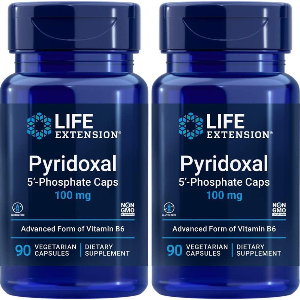 imageLife Extension Pyridoxal 5Phosphate CapsVitamin B6 100 mg Bioactive B6 for Cardiovascular Kidney amp Nerve HealthGlutenFree NonGMO Vegetarian60 Vegetarian Capsules90 Count Pack of 2