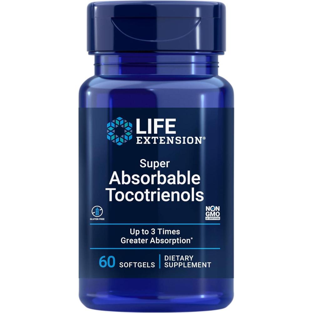 imageLife Extension Super Absorbable Tocotrienols Vitamin E as DAlpha tocopherol Mixed tocotrienols Support Hair Growth Brain Function GlutenFree NonGMO 60 softgels