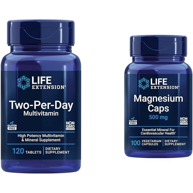 imageLife Extension TwoPerDay Multivitamin  Packed with Over 25 Vitamins Minerals amp Extracts Vitamins B6 C D  Zinc  TwoMonth Supply  NonGMO GlutenFree  120 TabletsUnflavored  Magnesium Caps