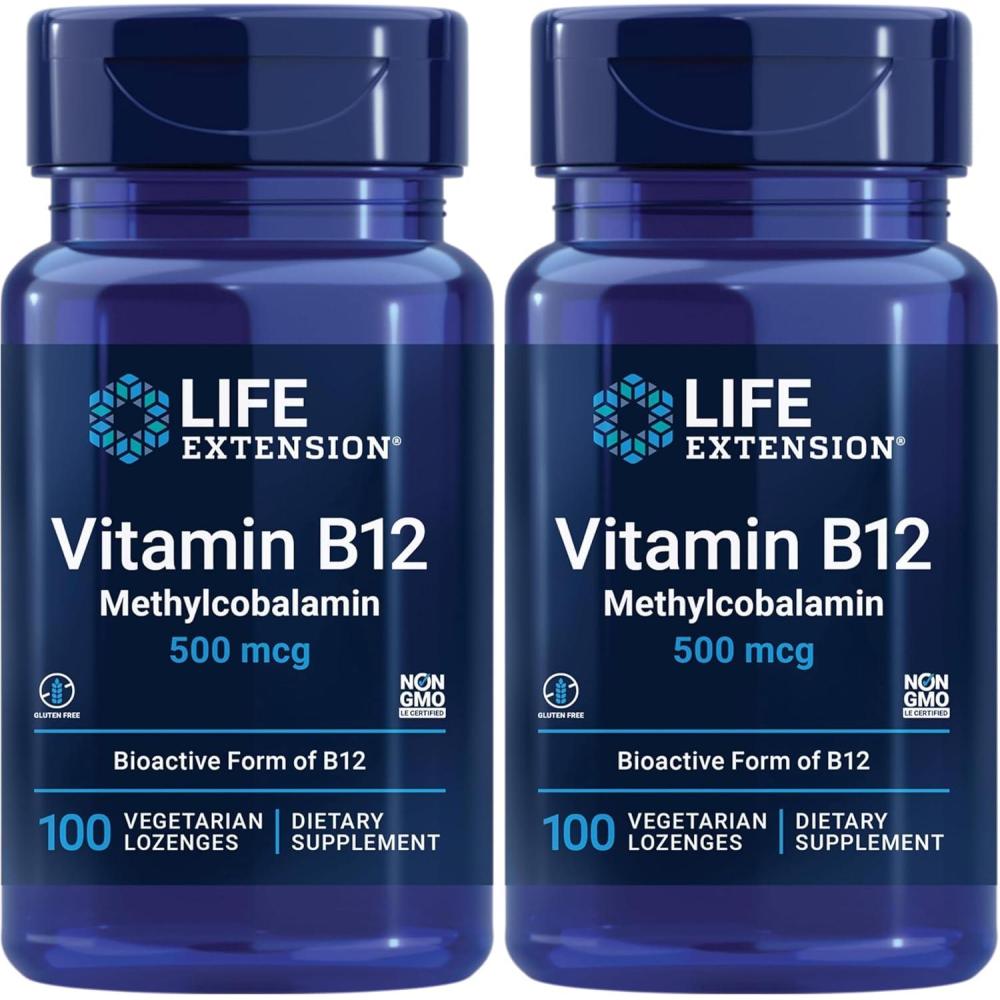 imageLife Extension Vitamin B12 Methylcobalamin Nerve Health Supplement Cognitive Support Energy Vitamin methylcobalamin B12 5 mg QuickDissolving GlutenFree NonGMO Vegetarian 60 lozenges100 Count Pack of 2