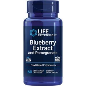 Life Extension Blueberry Extract and Pomegranate, arterial Health Support, antioxidant Defense, Gluten-Free, Non-GMO, Vegetarian, 60 Vegetarian Capsules(Standard Packaging)