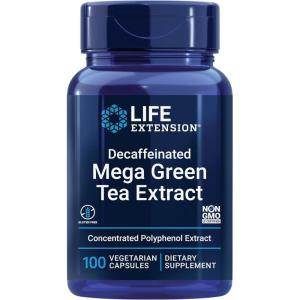 Life Extension Decaffeinated Mega Green Tea Extract – Polyphenol-Rich, Cell Health, Heart Health, Brain Health, Antioxidant Protection – Non-GMO, Gluten-Free, Vegetarian – 100 Capsules(100 Count (Pack of 1))
