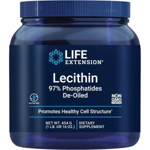Life Extension Lecithin, Promotes Healthy Cell Structure and Function in The Brain, Gluten Free, Non-GMO, Vegetarian, 454 Grams