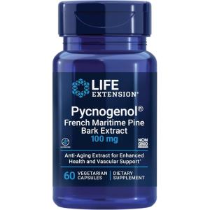 Life Extension Pycnogenol – French Maritime Pine Bark Extract – Scientifically Studied Healthy Aging & Vascular Health Supplement – Non-GMO, Gluten-Free, Vegetarian – 60 Capsules(60 Count (Pack of 1))