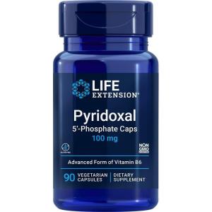 Life Extension Pyridoxal 5′-Phosphate Caps—Vitamin B6, 100 mg, Bioactive B6 for Cardiovascular, Kidney & Nerve Health—Gluten-Free, Non-GMO, Vegetarian—60 Vegetarian Capsules(90 Count (Pack of 1))