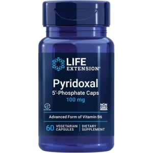 Life Extension Pyridoxal 5′-Phosphate Caps—Vitamin B6, 100 mg, Bioactive B6 for Cardiovascular, Kidney & Nerve Health—Gluten-Free, Non-GMO, Vegetarian—60 Vegetarian Capsules(60 Count (Pack of 1))