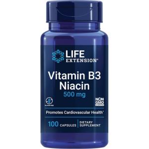 Life Extension Vitamin B3 Niacin, Heart Health, Cholesterol & Energy Support, Gluten-Free, Non-GMO, 100 Capsules(100 Count (Pack of 1))