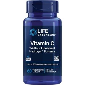 Life Extension Vitamin C 24-Hour Liposomal Hydrogel™ Formula, absorbs Better Than Standard Vitamin C, up to 24 Hours, get The Most Out of Your Vitamin C, Gluten-Free, Non-GMO, Vegetarian, 60 Tablets