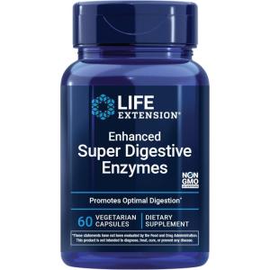 Life Extension Enhanced Super Digestive Enzymes, Supports Digestion, Comfort, digesting Plant-Based Foods, Non-GMO, Vegetarian, 60 Capsules