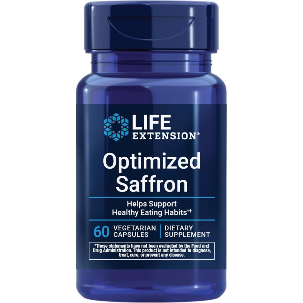 imageLife Extension Optimized Saffron Saffron Extract Saffron Supplement That Helps You Fight The urge to Snack NonGMO GlutenFree Vegetarian 60 Vegetarian Capsules60 Count Pack of 1