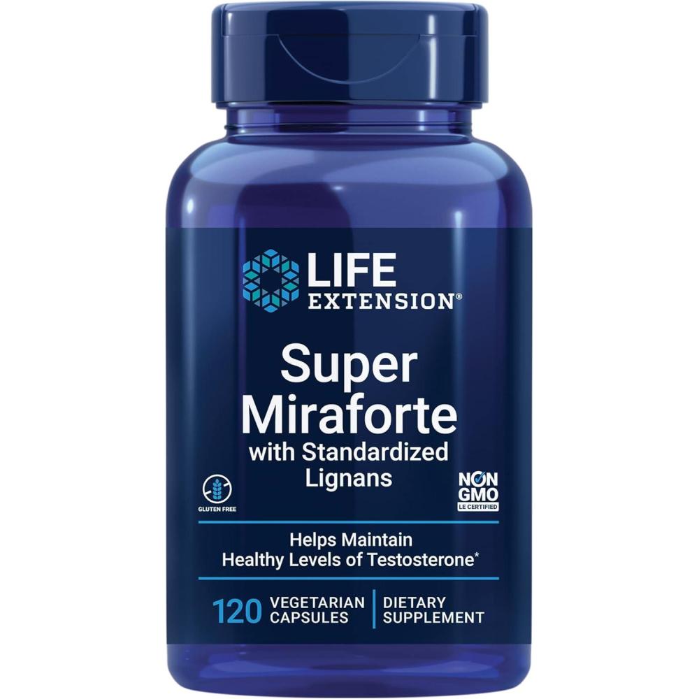 imageLife Extension Super Miraforte with Standardized Lignans chrysin Nettle Root Muira puama maca zinc Focused Formula for Testosterone Benefits Vegetarian GlutenFree NonGMO 120 Capsules