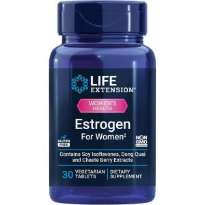Life Extension Estrogen for Women, Helps Relieve hot Flashes and Night Sweats, Soy isoflavones, Norway Spruce Extract, chasteberry, Hormone-Free, Gluten Free, Non-GMO, Vegetarian, 30 Tablet(Estrogen)