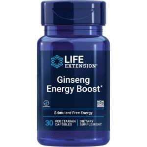 Life Extension Ginseng Energy Boost, Energy Support, Healthy Stress Management, Gluten-Free, Non-GMO, Vegetarian, 30 Capsules