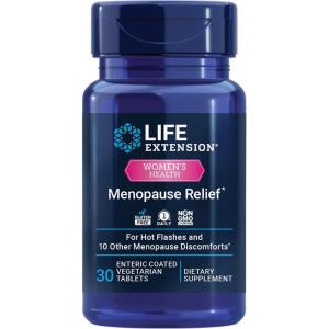 Life Extension Menopause Relief – Siberian Rhubarb, Menopause Supplement for Women, Ease hot Flashes, Mood Swings, Night Sweats Relief, Hormone-Free, Gluten-Free, Non-GMO, Vegetarian, 30 Tablets(30 Count (Pack of 1))