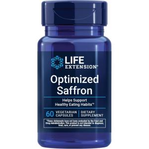 Life Extension Optimized Saffron, Saffron Extract, Saffron Supplement That Helps You Fight The urge to Snack, Non-GMO, Gluten-Free, Vegetarian, 60 Vegetarian Capsules(60 Count (Pack of 1))