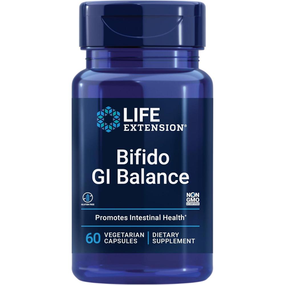 imageLife Extension Bifido GI Balance probiotics Bifidobacterium longum BB536 2 Billion CFU Support Healthy Gut amp Digestive Health GlutenFree NonGMO Vegetarian 60 Capsules60 Count Pack of 1