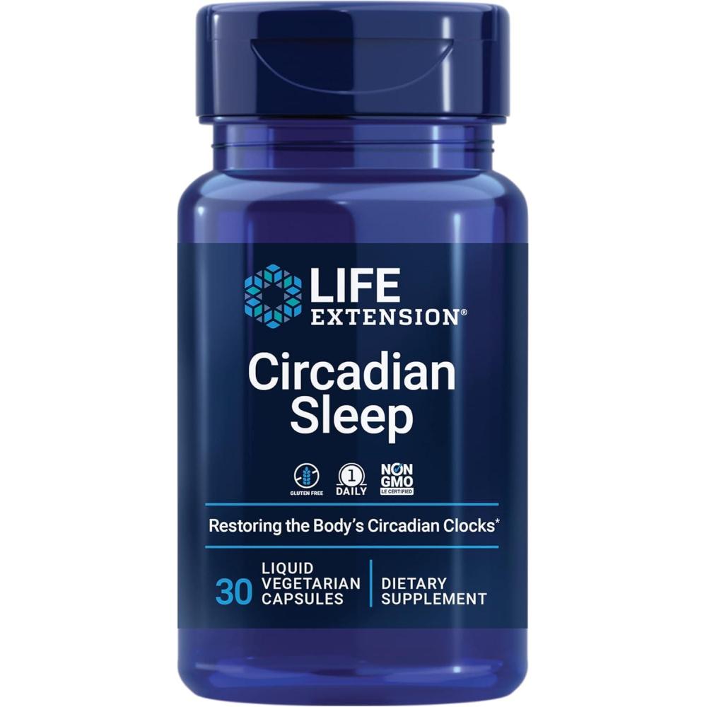 imageLife Extension Circadian Sleep nobiletin Citrus Extract Sleep Support Sleep Health Restore Your Bodys SleepWake Cycle 15 mg melatonin Gluten Free NonGMO Vegetarian 30 Liquid Capsules