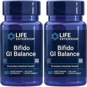 Life Extension Bifido GI Balance, probiotics, Bifidobacterium longum BB536® (2 Billion CFU), Support Healthy Gut & Digestive Health, Gluten-Free, Non-GMO, Vegetarian, 60 Capsules(60 Count (Pack of 2))