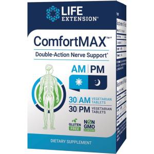 Life Extension ComfortMAX™, honokiol and Pea for Nerve Support & discomfort Relief, Gluten-Free, Non-GMO, Vegetarian, 60 Tablets